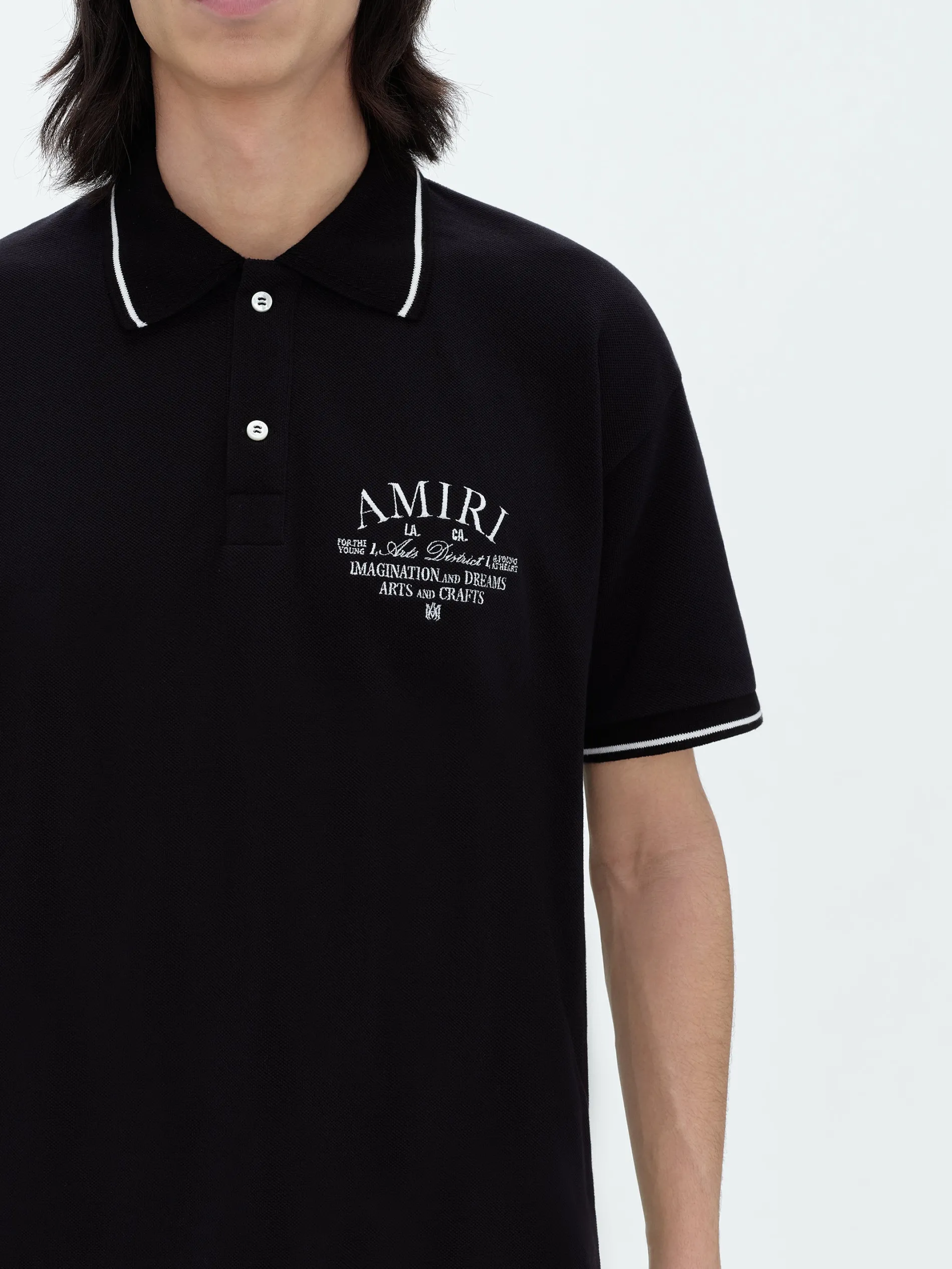 AMIRI Shirts<ARTS DISTRICT PIQUE POLO BLACK