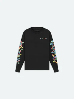 AMIRI Tees<BONES SCRIBBLE LONG SLEEVE TEE BLACK