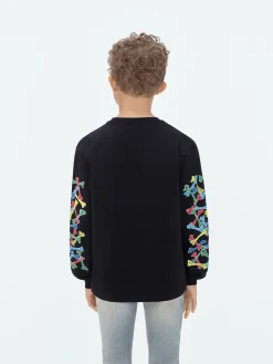 AMIRI Tees<BONES SCRIBBLE LONG SLEEVE TEE BLACK
