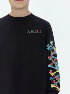 AMIRI Tees<BONES SCRIBBLE LONG SLEEVE TEE BLACK