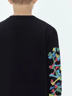 AMIRI Tees<BONES SCRIBBLE LONG SLEEVE TEE BLACK
