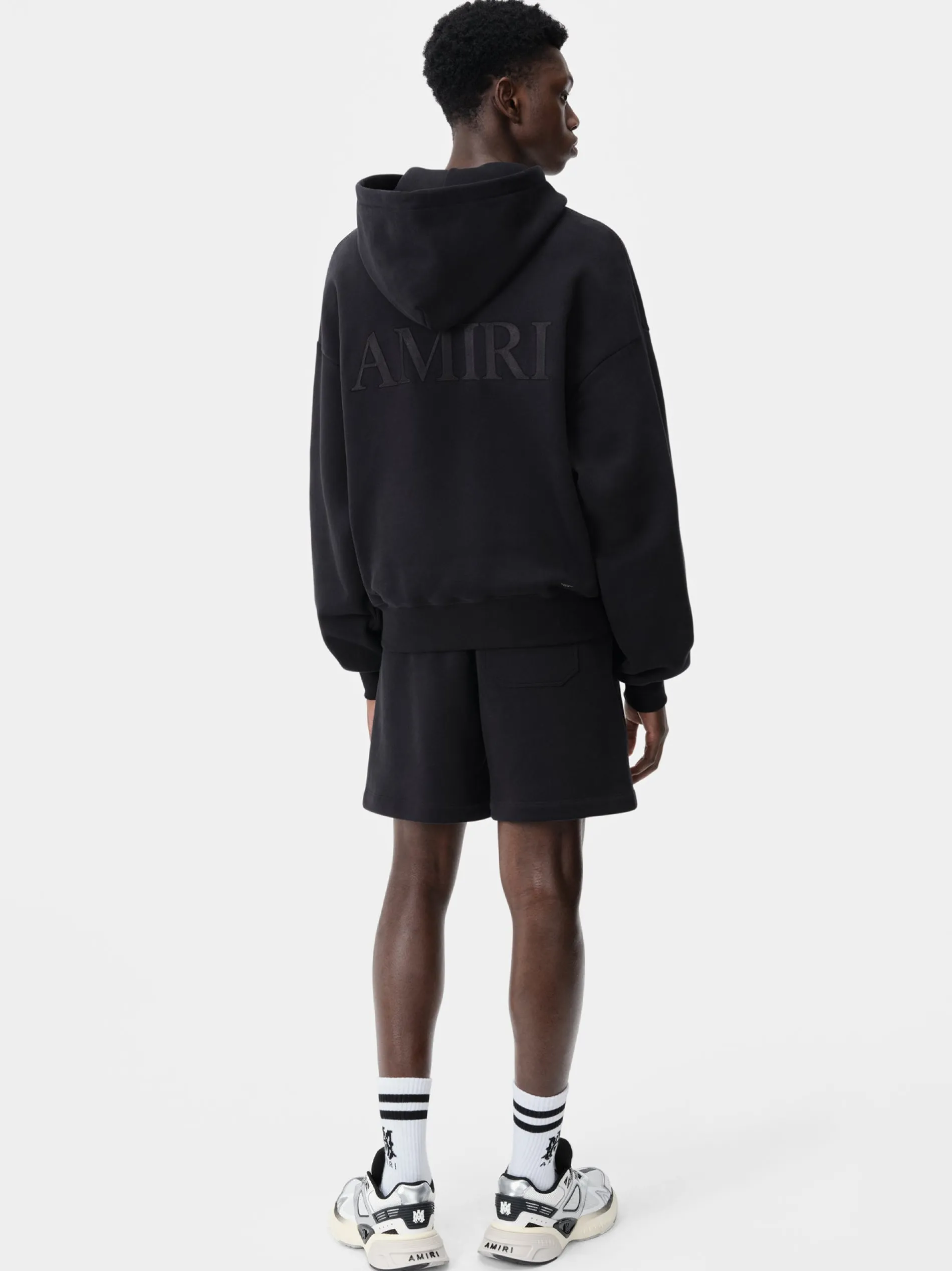 AMIRI Shorts & Sweatpants<EMBROIDERED SHORT BLACK