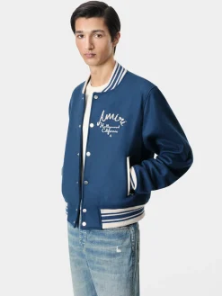 AMIRI Outerwear<HOLLYWOOD BOMBER JACKET DUSTY BLUE
