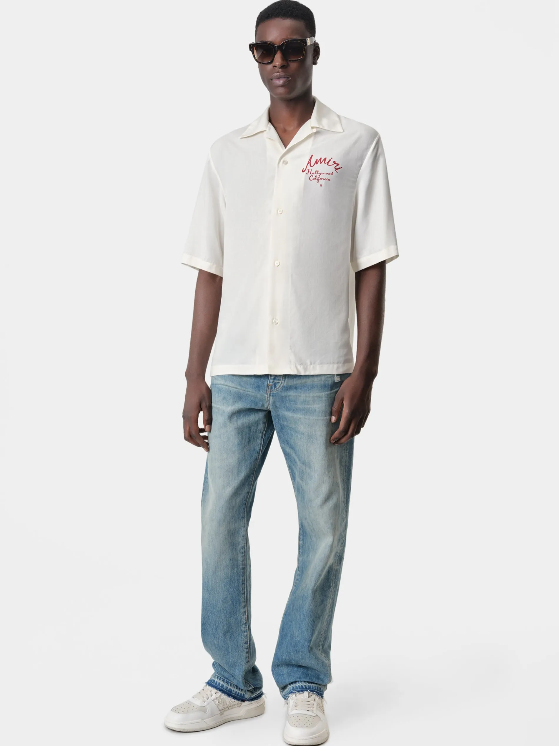 AMIRI Shirts<HOLLYWOOD CAMP SHIRT Alabaster