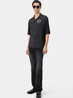 AMIRI Shirts<HOLLYWOOD CAMP SHIRT BLACK