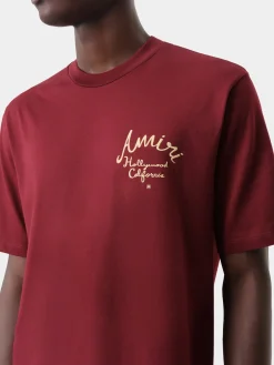 AMIRI Tees<HOLLYWOOD TEE Burgundy