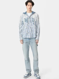 AMIRI Shirts<HOODED OVERSHIRT Cerulean
