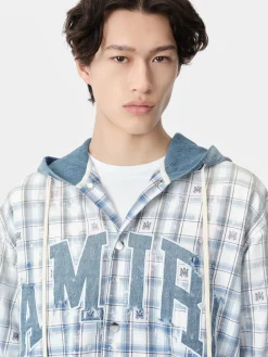 AMIRI Shirts<HOODED OVERSHIRT Cerulean