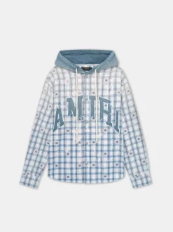 AMIRI Shirts<HOODED OVERSHIRT Cerulean