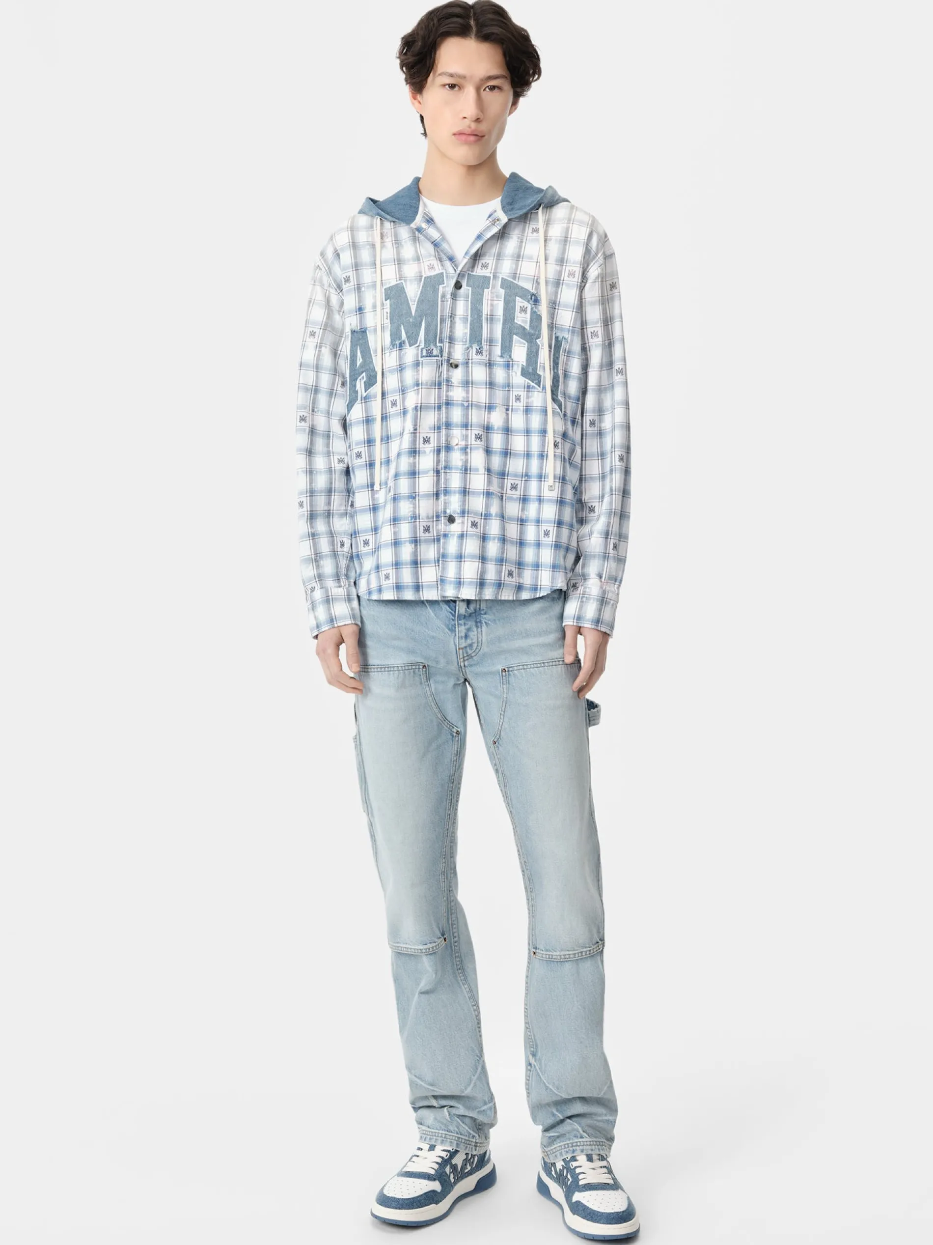 AMIRI Shirts<HOODED OVERSHIRT Cerulean