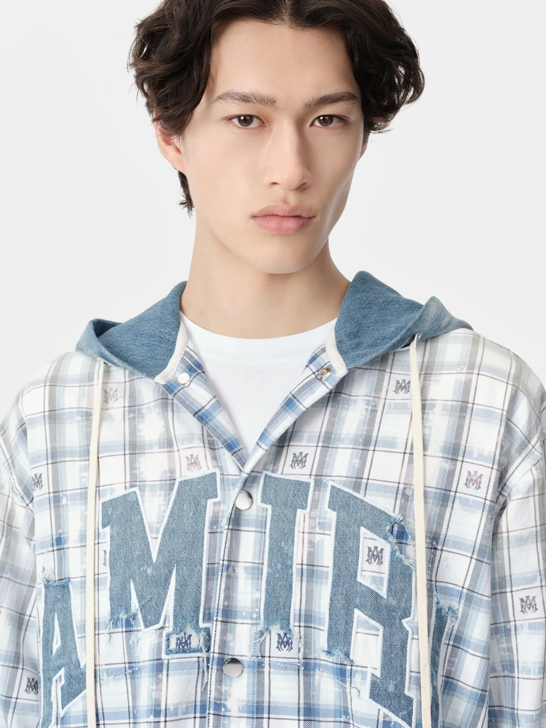 AMIRI Shirts<HOODED OVERSHIRT Cerulean