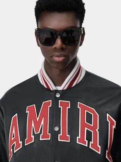 AMIRI Outerwear<LEATHER BOMBER BLACK