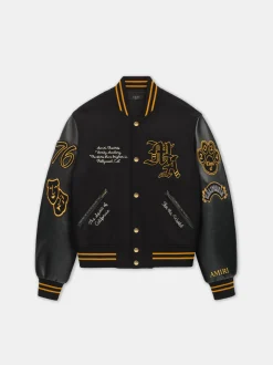 AMIRI Outerwear<LION VARSITY JACKET BLACK