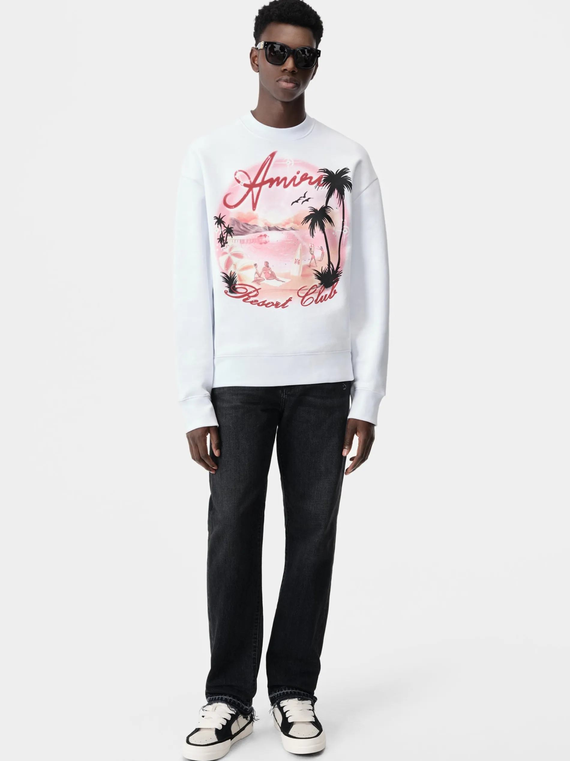 AMIRI Sweatshirts<PARADISE AIRBRUSH CREW White