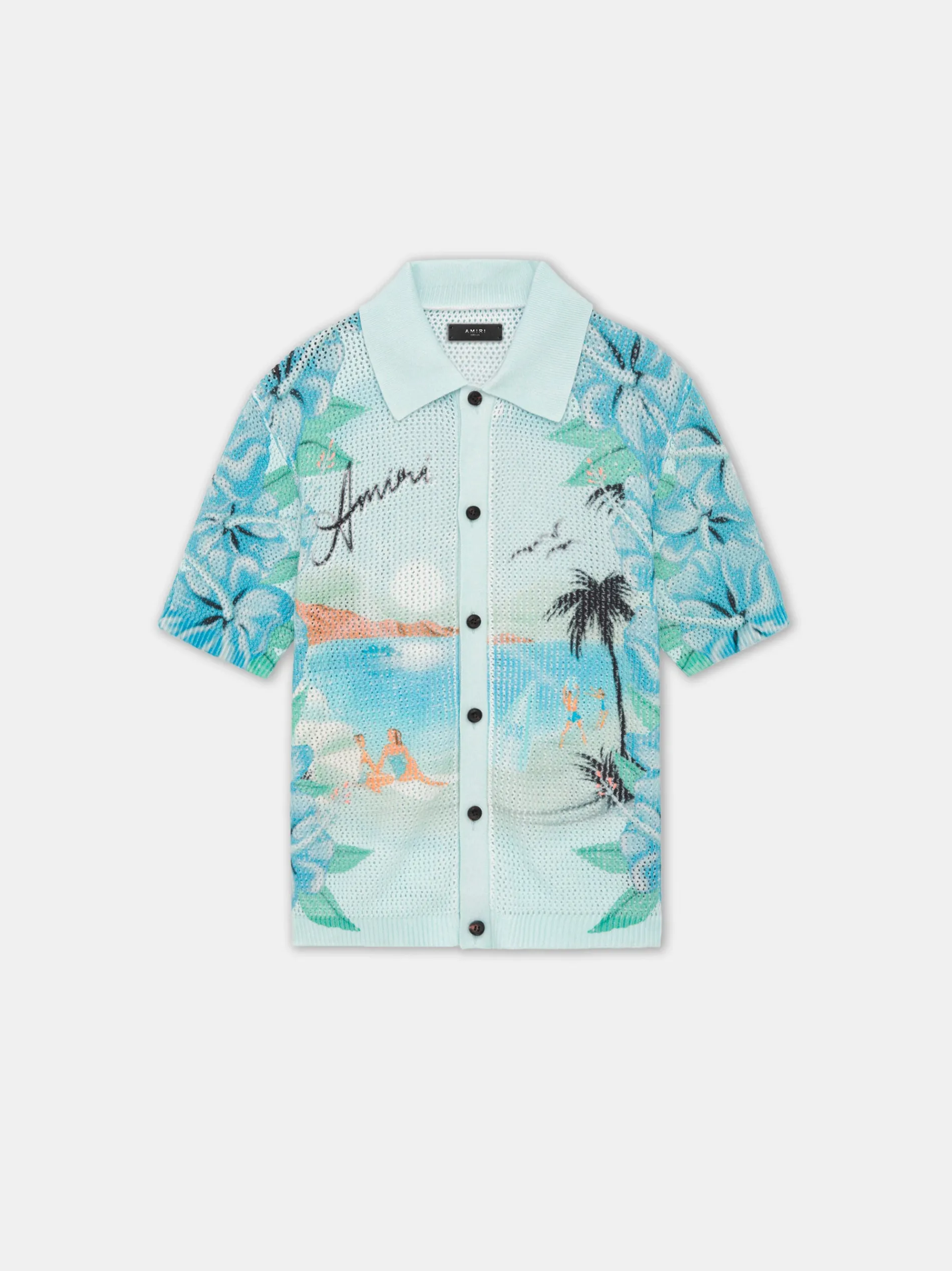 AMIRI Knitwear|Shirts<PARADISE CROCHET POLO Cerulean