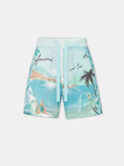 AMIRI Shorts & Sweatpants|Knitwear<PARADISE CROCHET SHORT Cerulean
