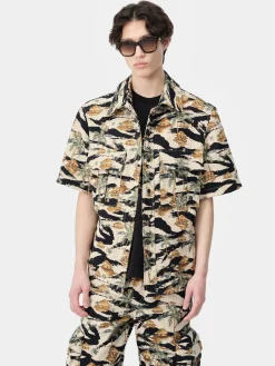 AMIRI Denim<REPEAT PALM CAMP SHIRT Mojave Desert