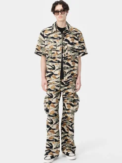 AMIRI Denim<REPEAT PALM CAMP SHIRT Mojave Desert