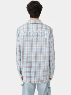 AMIRI Shirts<SHOTGUN FLANNEL Sea Blue