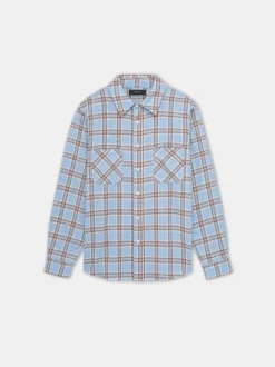 AMIRI Shirts<SHOTGUN FLANNEL Sea Blue