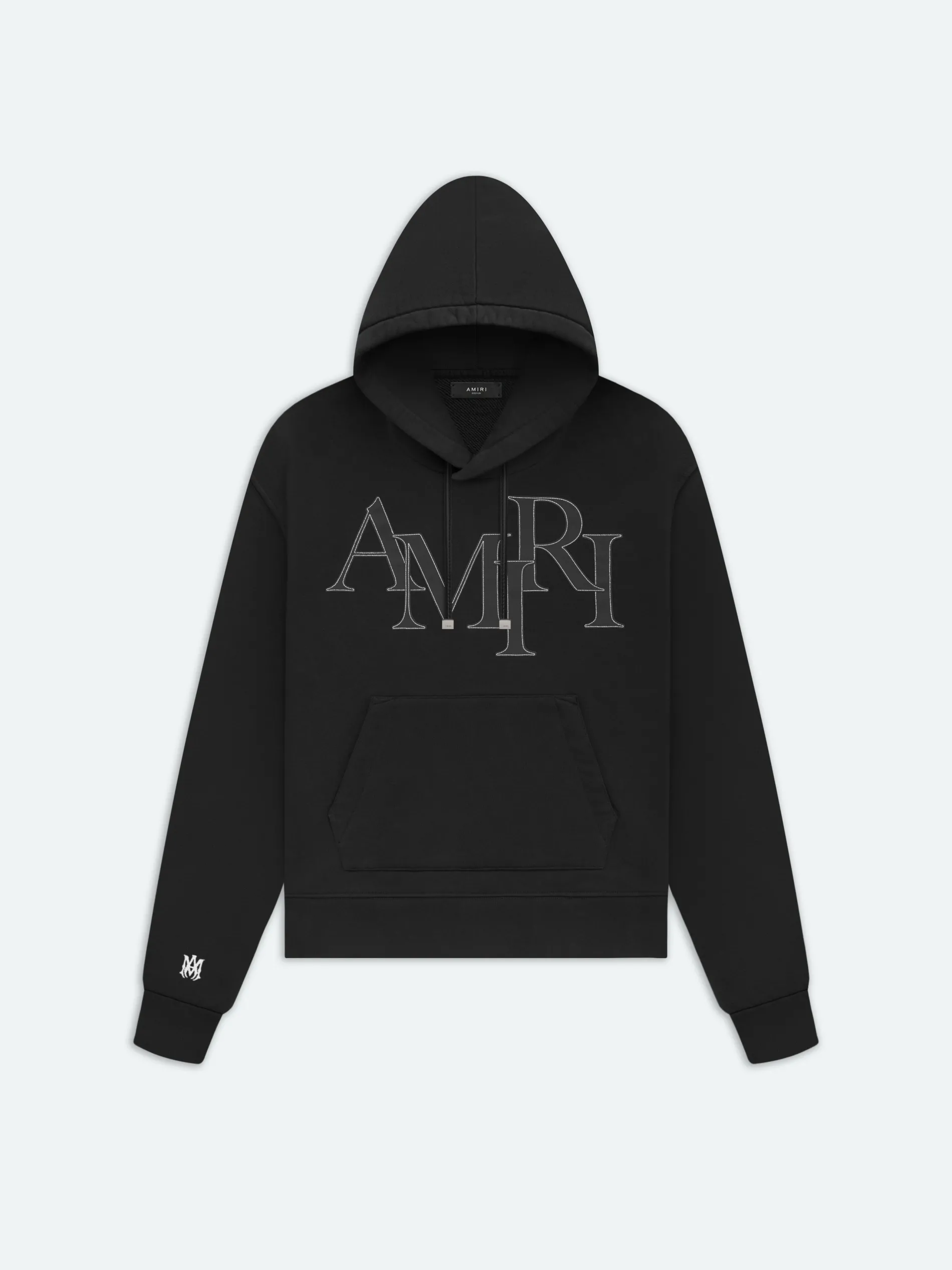 AMIRI Sweatshirts<STAGGERED LOGO HOODIE BLACK