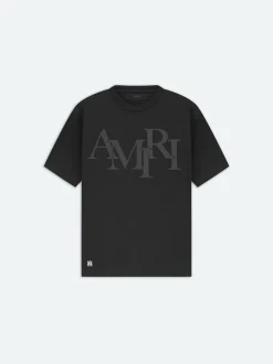 AMIRI Tees<STAGGERED LOGO TEE BLACK