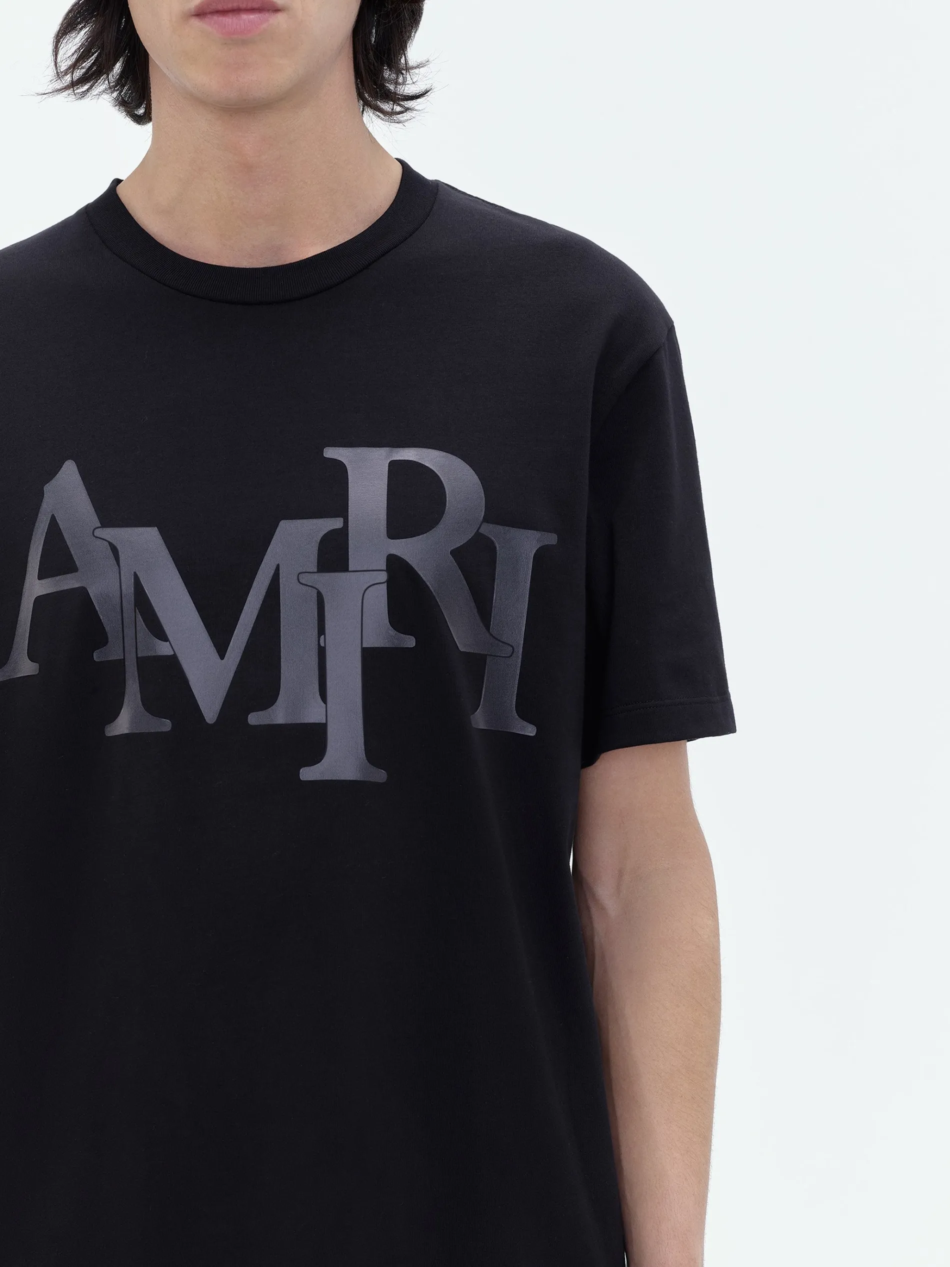 AMIRI Tees<STAGGERED LOGO TEE BLACK