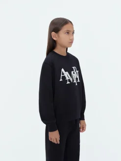 AMIRI Sweatshirts<STAGGERED SCRIBBLE CREWNECK BLACK