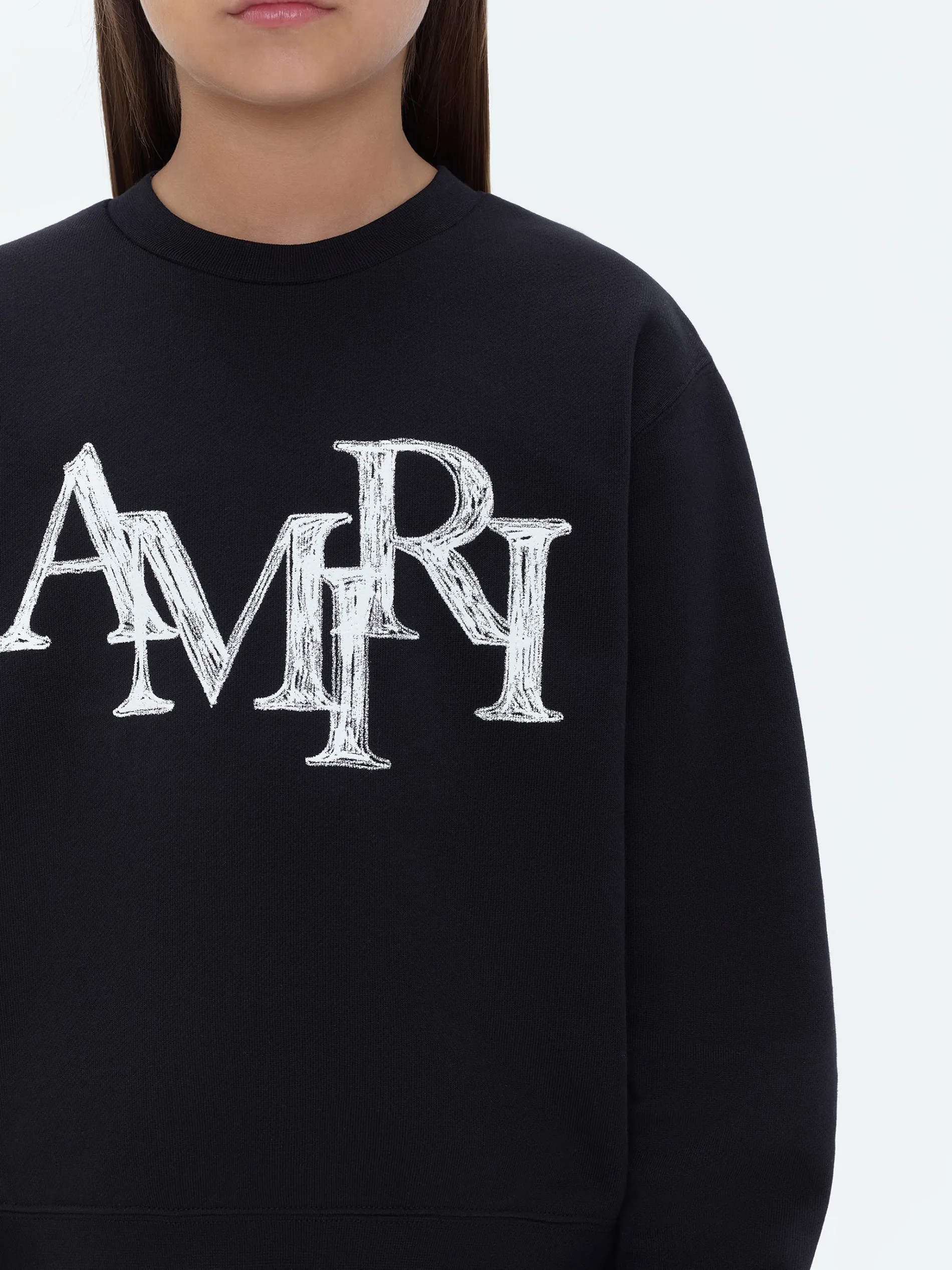 AMIRI Sweatshirts<STAGGERED SCRIBBLE CREWNECK BLACK