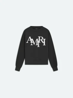 AMIRI Sweatshirts<STAGGERED SCRIBBLE CREWNECK BLACK