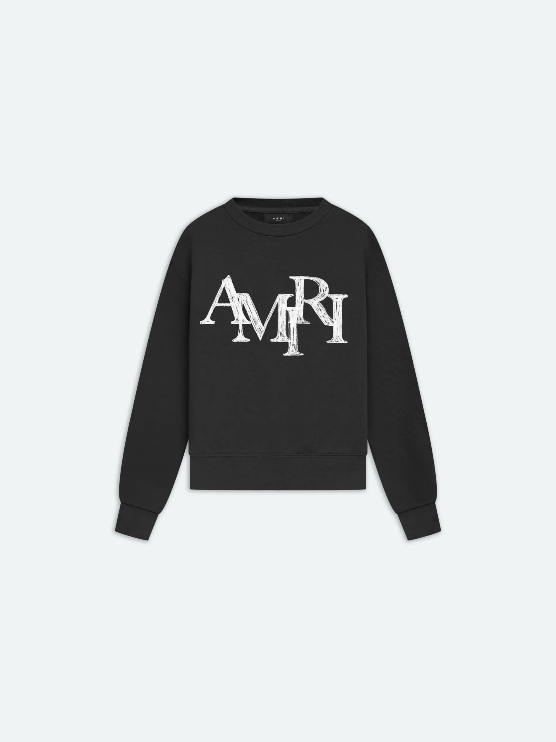 AMIRI Sweatshirts<STAGGERED SCRIBBLE CREWNECK BLACK