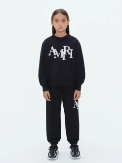 AMIRI Sweatshirts<STAGGERED SCRIBBLE CREWNECK BLACK
