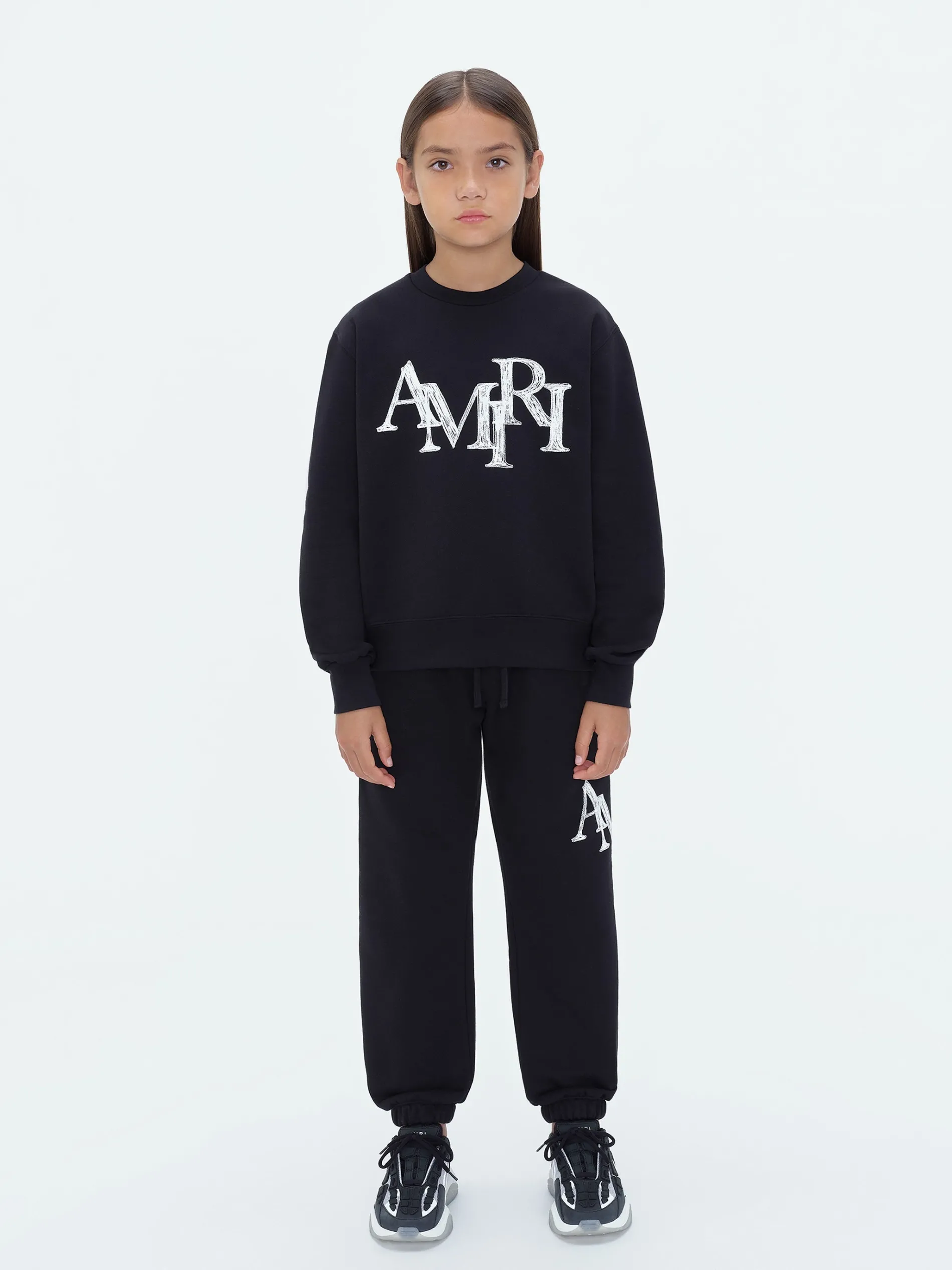 AMIRI Sweatshirts<STAGGERED SCRIBBLE CREWNECK BLACK