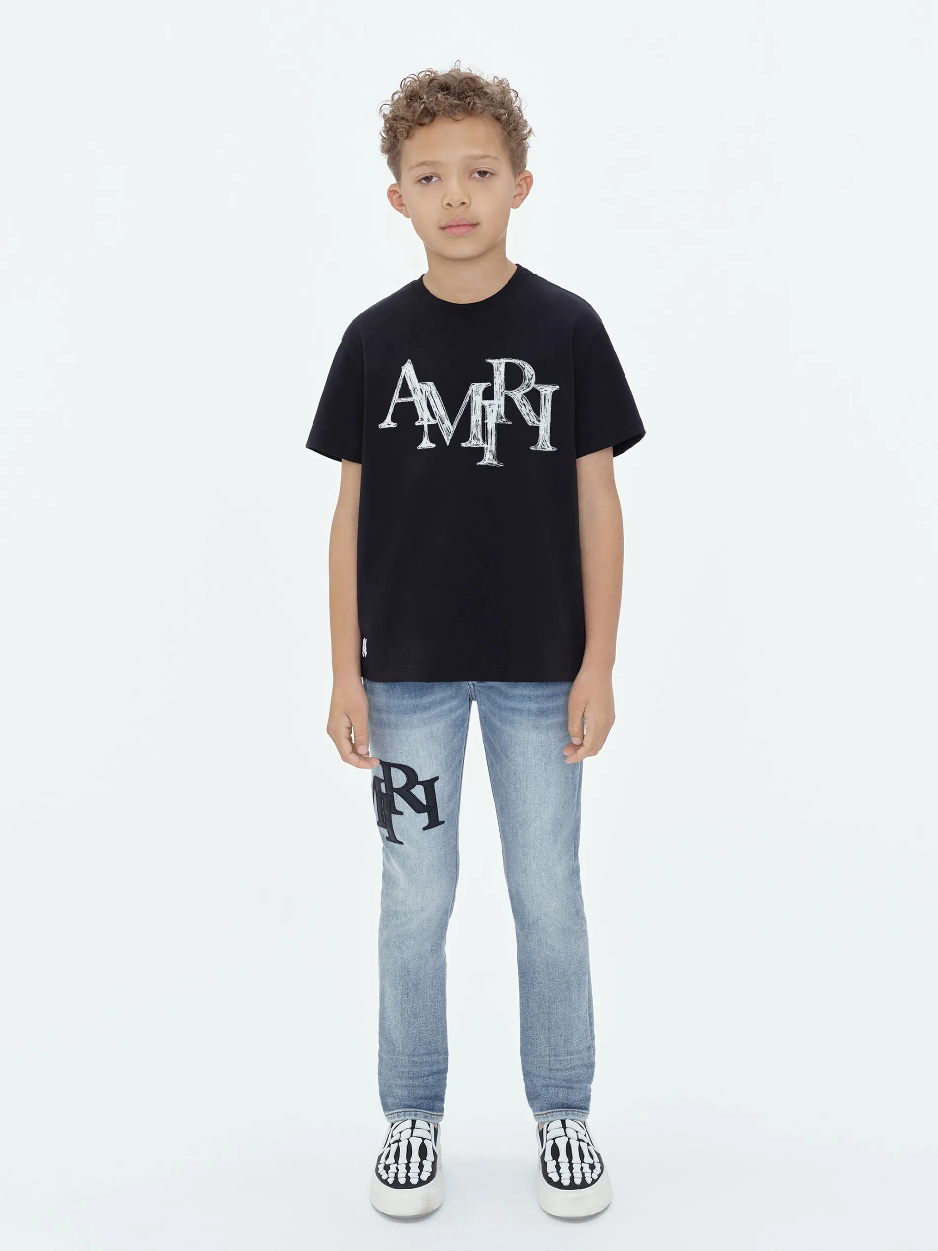 AMIRI Tees<STAGGERED SCRIBBLE TEE BLACK