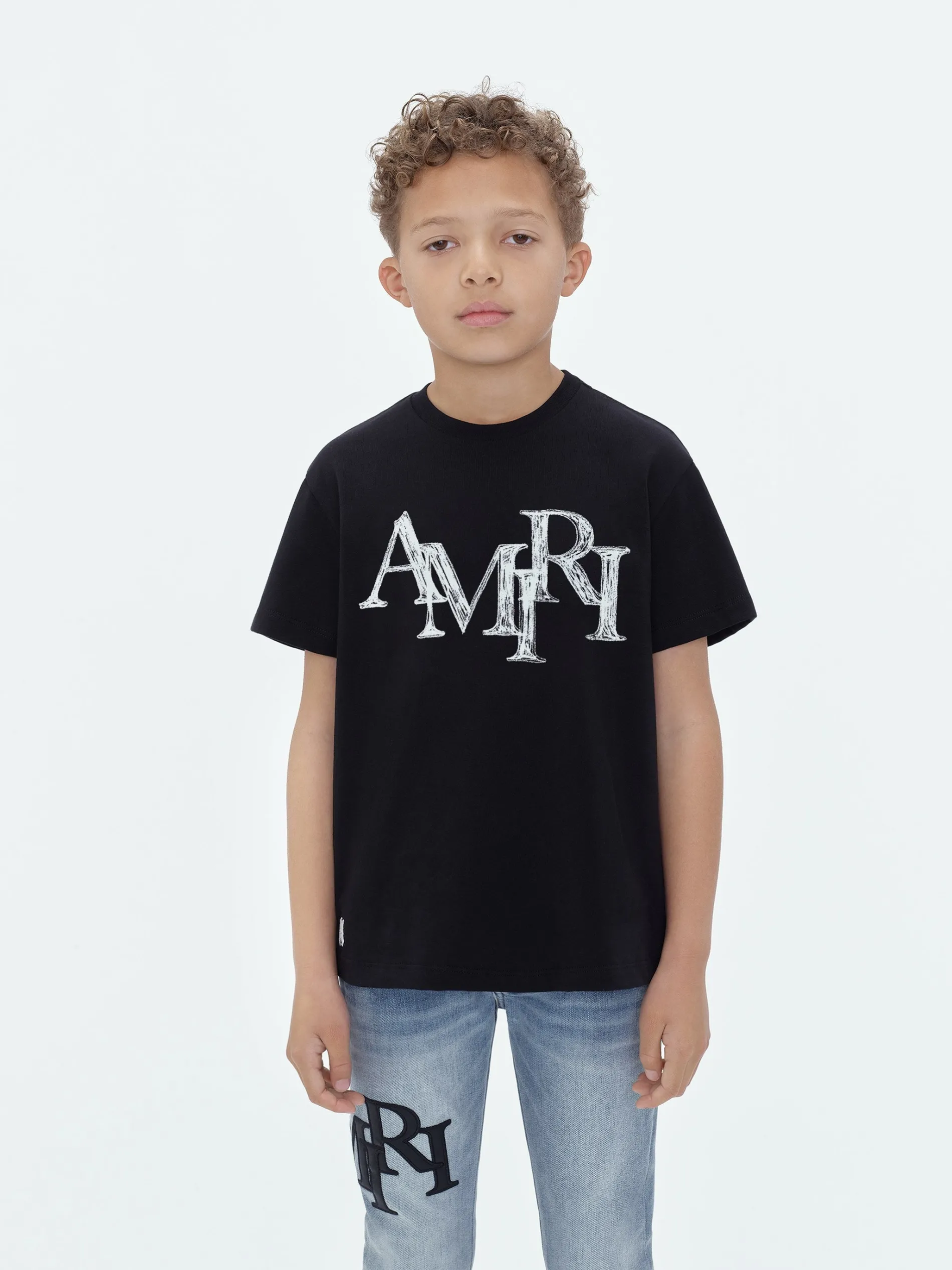 AMIRI Tees<STAGGERED SCRIBBLE TEE BLACK