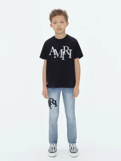 AMIRI Tees<STAGGERED SCRIBBLE TEE BLACK