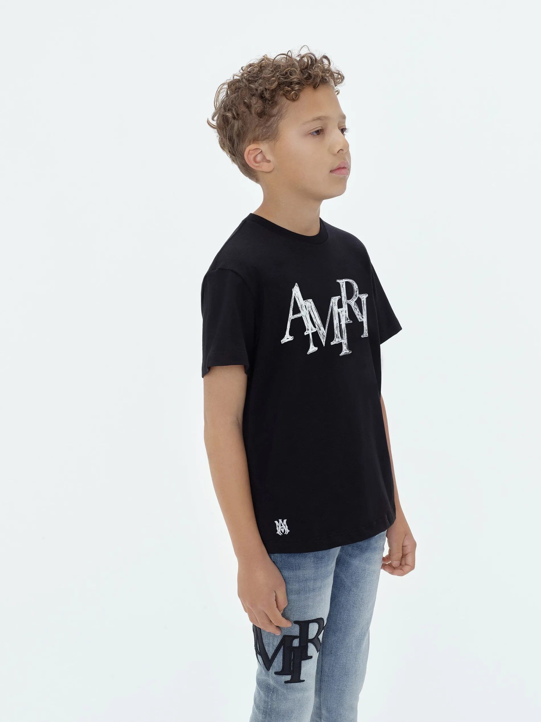 AMIRI Tees<STAGGERED SCRIBBLE TEE BLACK