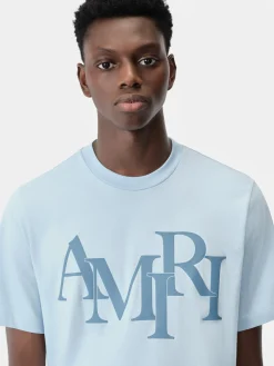 AMIRI Tees<STAGGERED TEE Cerulean