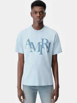 AMIRI Tees<STAGGERED TEE Cerulean