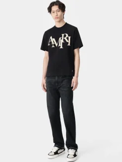 AMIRI Tees<STAGGERED TEE BLACK