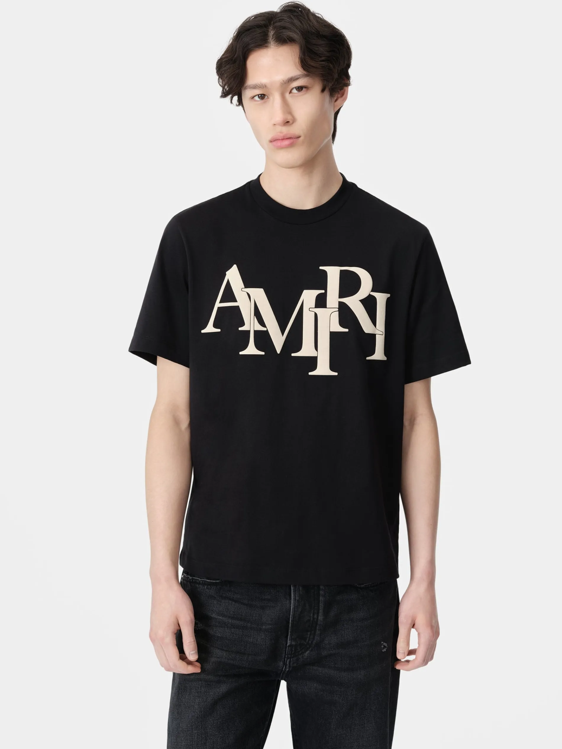 AMIRI Tees<STAGGERED TEE BLACK