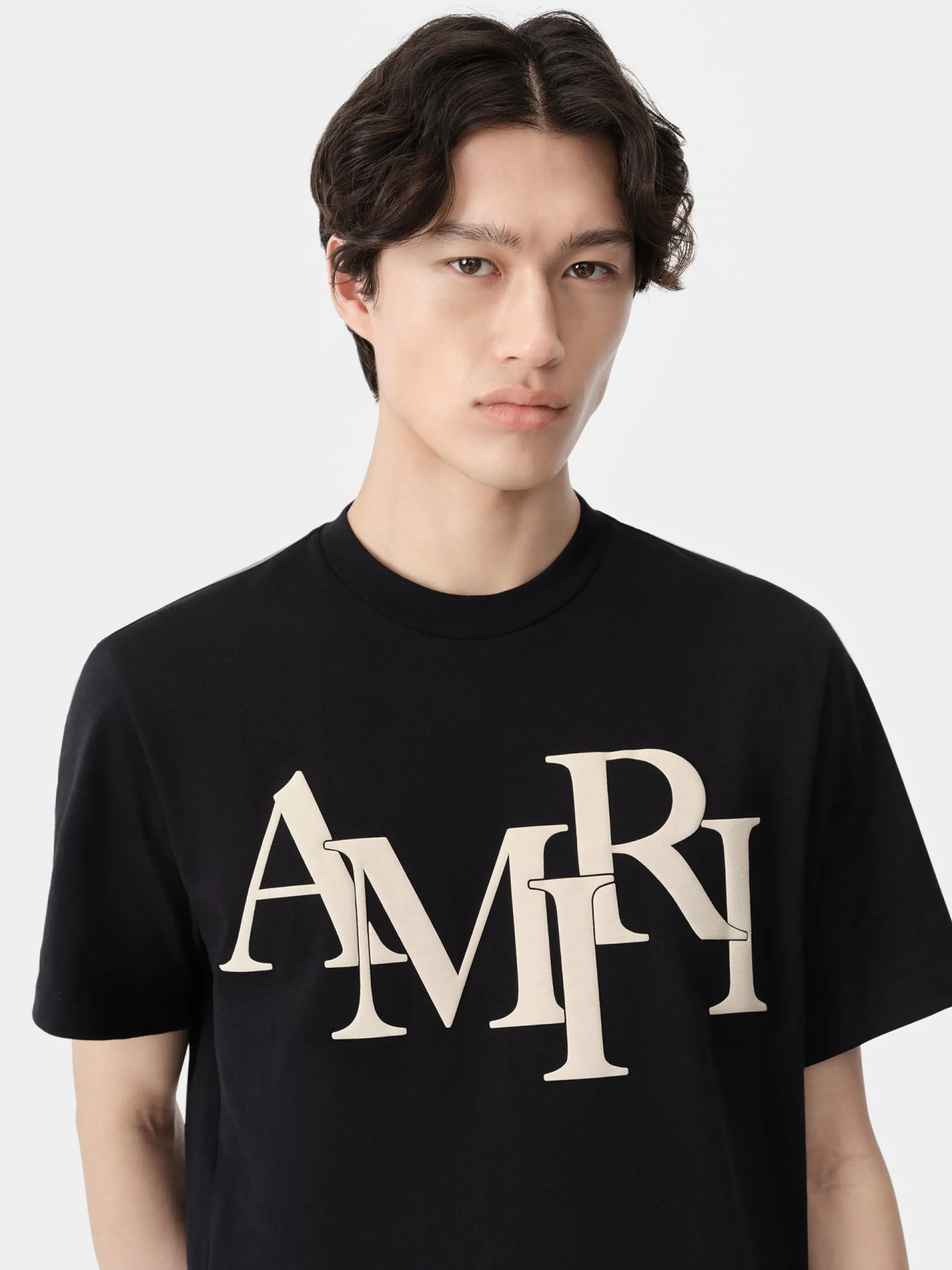 AMIRI Tees<STAGGERED TEE BLACK