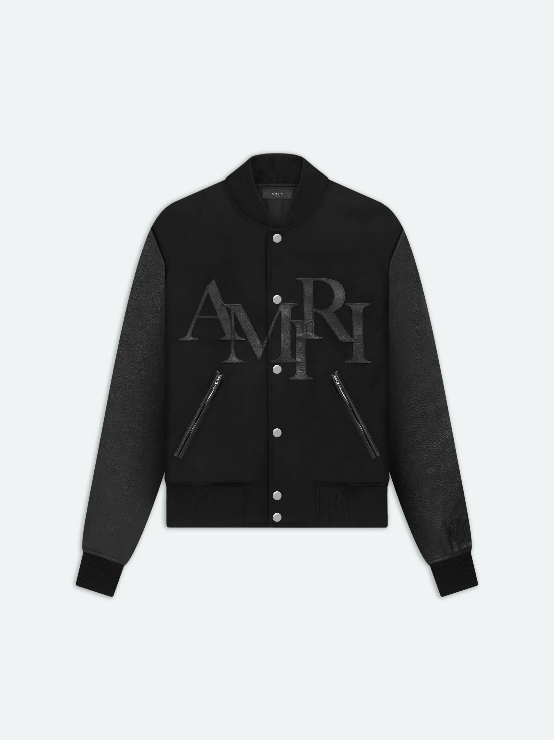 AMIRI Outerwear<STAGGERED VARSITY JACKET BLACK