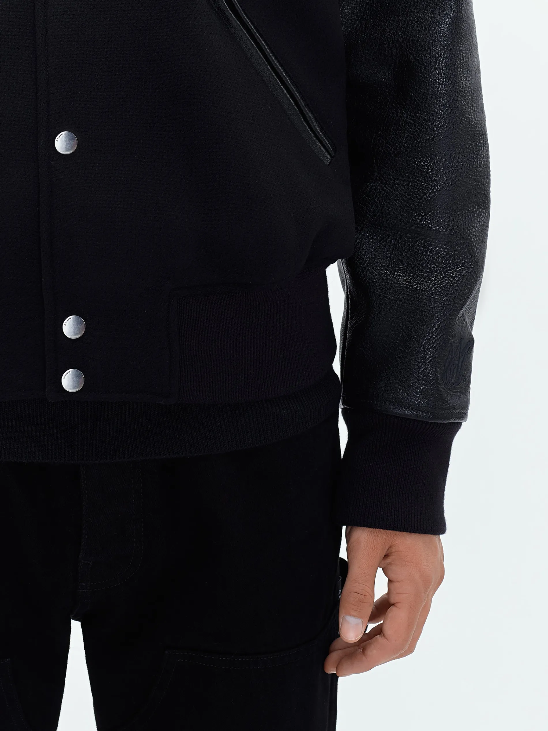 AMIRI Outerwear<STAGGERED VARSITY JACKET BLACK