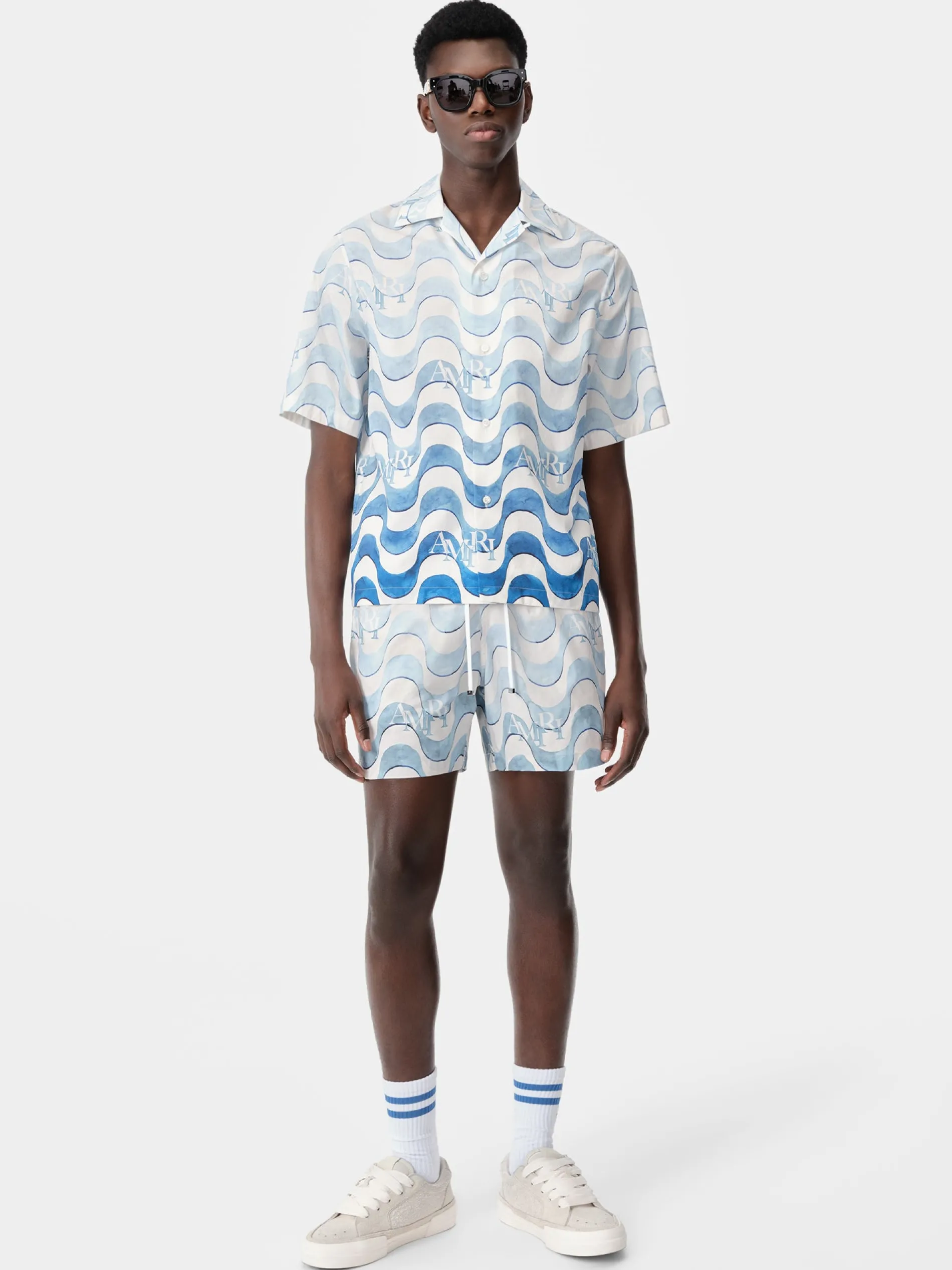 AMIRI Shirts<STAGGERED WAVE SHIRT Cerulean