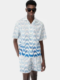 AMIRI Shirts<STAGGERED WAVE SHIRT Cerulean