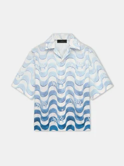 AMIRI Shirts<STAGGERED WAVE SHIRT Cerulean