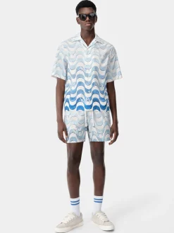 AMIRI Shirts<STAGGERED WAVE SHIRT Cerulean