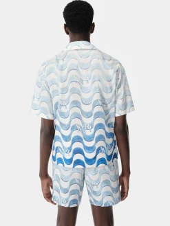 AMIRI Shirts<STAGGERED WAVE SHIRT Cerulean