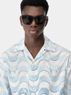 AMIRI Shirts<STAGGERED WAVE SHIRT Cerulean